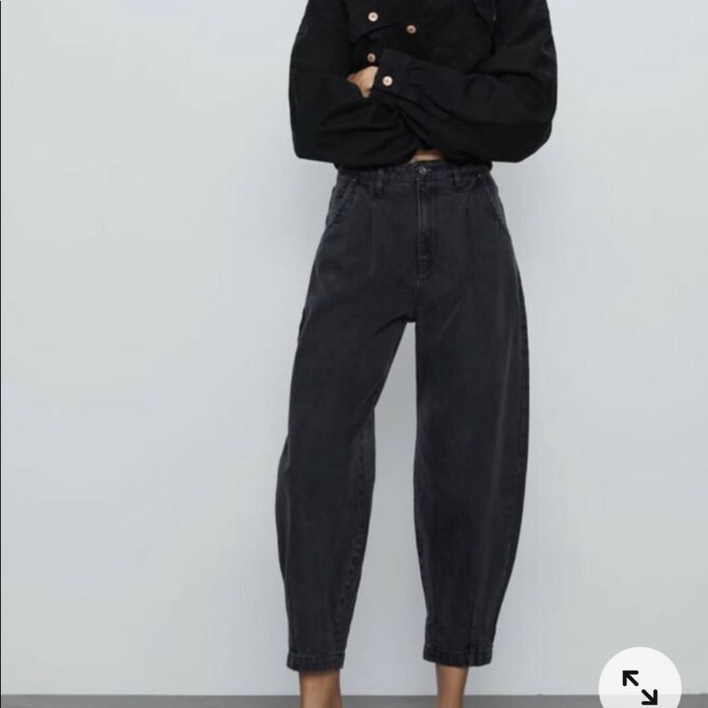 ZARA Blogger Favorite High Waist Slouchy Washed Black Denim
